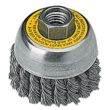 DeWalt Cup Brush, Knotted, 3 in, 5/8 in to 11, 0.014 ga, 14,000 RPM (1 EA / EA)