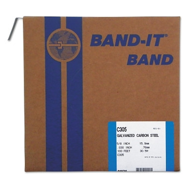 Band-It Bands, 5/8 in, 100 ft, 0.03 in, Galvanized Carbon Steel (1 RL / RL)