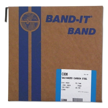 Band-It Bands, 3/4 in, 100 ft, 0.03 in, Galvanized Carbon Steel (1 ROL / ROL)