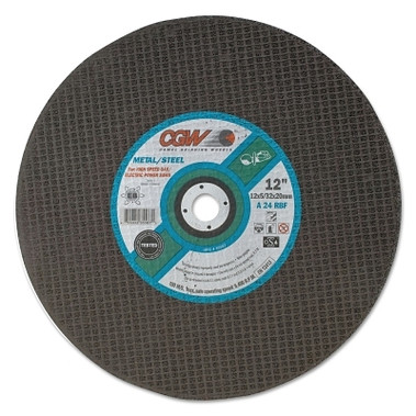 CGW Abrasives Cut-Off Wheel, Gas Saws, 14 in Dia, 5/32 in Thick, 1 in Arbor, 24 Grit (20 EA / BOX)