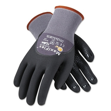 PIP MaxiFlex Endurance Gloves, Large, Black/Gray, Palm, Finger and Knuckle Coated (12 PR / DZ)