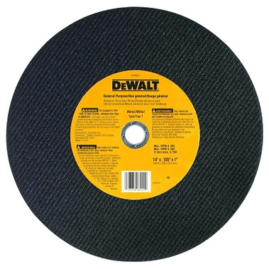 DeWalt Type 1 - Cutting Wheel, 14 in, 1 in Arbor, A24R, 4,400 RPM, General Purpose (10 EA / BOX)