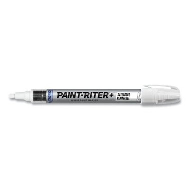 Markal Paint-Riter+ Detergent Removable Marker, 1/8 in Tip, Medium, White (1 EA / EA)