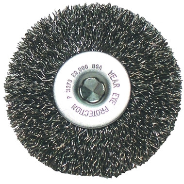 Anchor Brand Crimped Wheel Brush, 3 in D, .014 in Carbon Steel Wire, Pop (1 EA / EA)