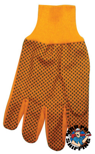 ANCHOR BRAND 101-1040 10 Oz Hi-Vis Orange Plastic Dot Canvas Glove (300 PR / CA)