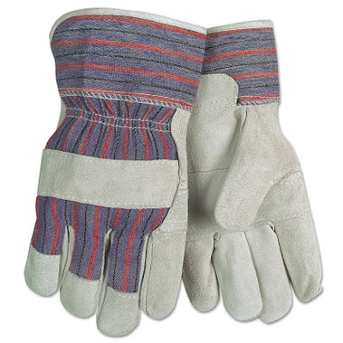 MCR Safety Economy Leather Patch Palm Gloves, Large, Cow Split Shoulder Leather, Assorted Colors (12 PR / DZ)