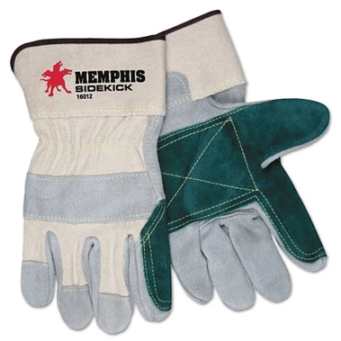 MCR Safety Sidekick Double Select Side Leather Gloves, X-Large, Gray/White/Dark Green (12 EA / DZ)