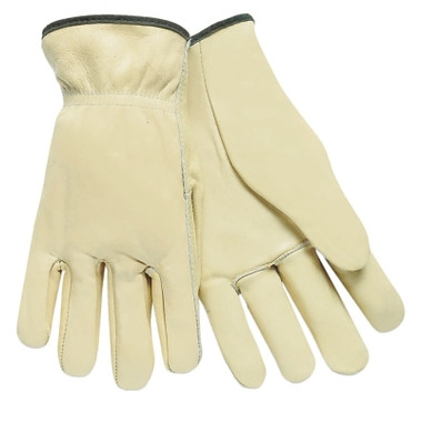 MCR Safety Unlined Drivers Gloves, Premium Grade Cowhide, Large, Keystone Thumb, Beige (12 PR / DZ)