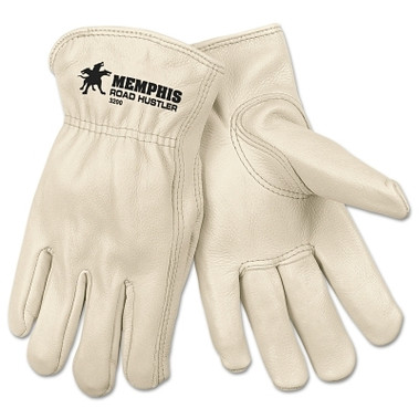 MCR Safety Unlined Drivers Gloves, Premium Grade Cowhide, Medium, Keystone Thumb, Beige (12 PR / DOZ)