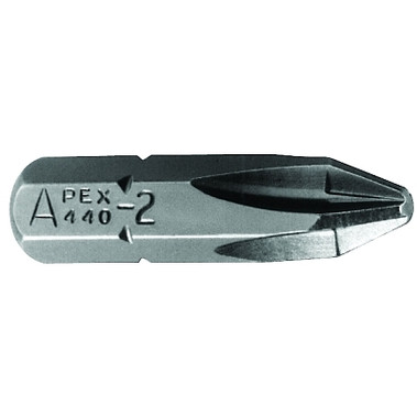 APEX Phillips Insert Bits, #2, 1/4 in x 3 in, Hex (2 BIT / BAG)