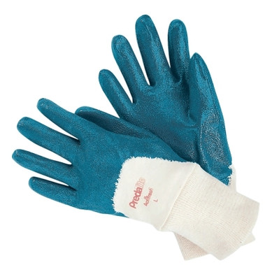 MCR Safety 9780 Predalite Light Nitrile Coated Palm Gloves, Large, Blue/White (12 PR / DOZ)