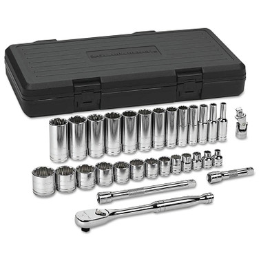 GEARWRENCH 30 Piece Surface Drive Socket Sets With 84 Tooth Ratchet, 3/8 in, SAE (1 EA / EA)