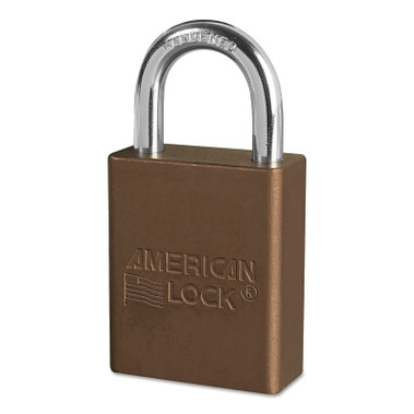 American Lock Solid Aluminum Padlocks, 1/4 in Diam., 1 in L X 3/4 in W, Brown (6 EA / BOX)