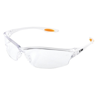 MCR Safety Law LW2 Series Safety Glasses, Clear Lens, TPR Nose Piece and Temple Inserts, Clear Frame (1 EA / EA)