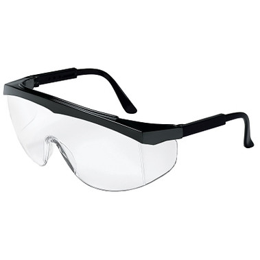 MCR Safety SS1 Series Safety Glasses, Clear Lens, Polycarbonate, Scratch-Resistant, Black Frame (1 EA / EA)