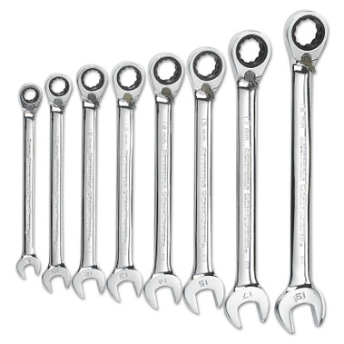 GEARWRENCH 8 Pc Reversible Combination Ratcheting Wrench Sets, 12 Point, Metric (1 EA / EA)