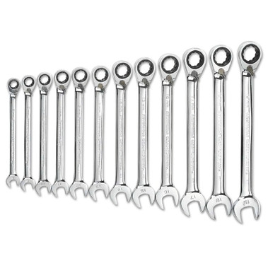 GEARWRENCH 12 Pc Reversible Combination Ratcheting Wrench Sets, 12 Point, Metric (1 ST / ST)