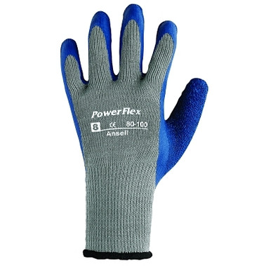 Ansell PowerFlex Gloves, Size 7, Blue/Gray (12 PR / DZ)
