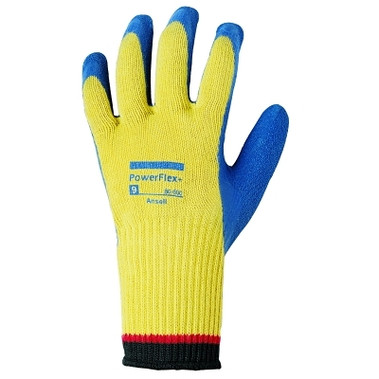 Ansell PowerFlex Plus Gloves, Size 7, Yellow/Blue (72 PR / CA) Ansell PowerFlex Plus Gloves, Size 7, Yellow/Blue (72 PR / CA)