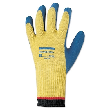 Ansell PowerFlex Plus Gloves, Size 8, Yellow/Blue (72 PR / CA)