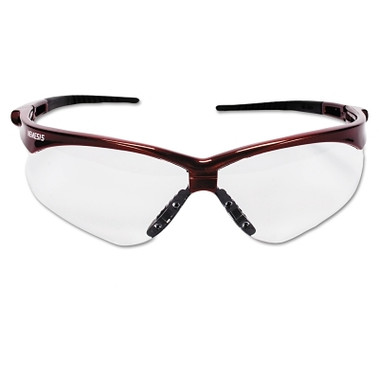 KleenGuard V30 Nemesis Safety Glasses, Clear, Polycarbonate Lens, Anti-Fog, Red Frame/Temples, Nylon (1 EA / EA)