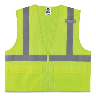 Ergodyne GloWear 8220Z/8225Z Type R Class 2 Standard Hi-Vis Safety Vest, 3.3 oz Polyester Mesh, Small/Medium, Lime (6 EA / CA)