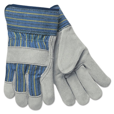 MCR Safety Select Split Cow Gloves, Medium, Gray/White (12 PR / DZ)