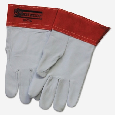 Best Welds 10-TIG Capeskin Welding Gloves, Medium, White/Red (1 PR / PR)