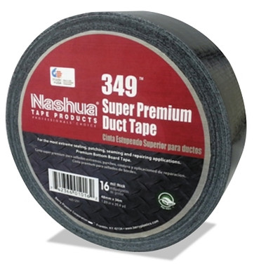 Nashua 349 Super Premium Duct Tapes, Black, 48 mm x 36 m x 16 mil (24 RL / BX)