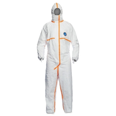 DuPont Tyvek 800 Coverall, Taped Seams, Attach Hood, Elastic Wrists and Ankles, Storm Flap, White, 6X-Large (25 EA / CA)