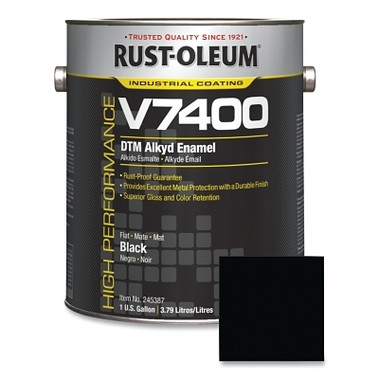 Rust-Oleum High Performance V7400 System DTM Alkyd Enamel, 1 Gal, Black, Flat (2 CN / CA)