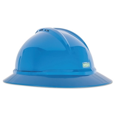 MSA V-Gard 500 Vented Protective Hats, 4 Point Fas-Trac III, Vented, Blue (1 EA / EA)