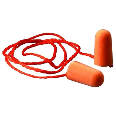 3M Foam Earplug, Foam, Bright Orange, Corded Tapered (100 PR / BX)