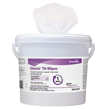 Diversey TB Disinfectant Wipes, 11 x 12, White, 160/Bucket (4 EA / CT)