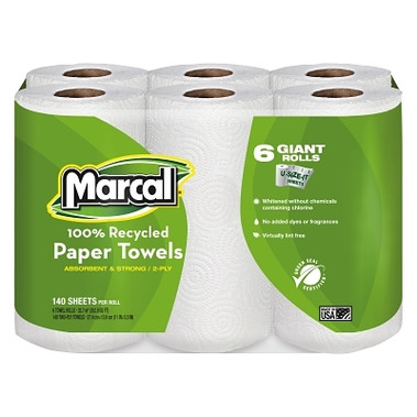 Marcal 100% Recycled Roll Towels, 5 1/2 x 11, 140/Roll (24 RL / CT)