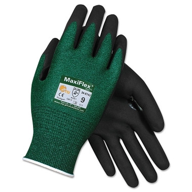 PIP MaxiFlex Cut Cut-Resistant Glove, Small, Black/Green (12 PR / DZ)