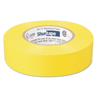 Shurtape EV 77 Professional Grade Electrical Tapes, 66 ft x 3/4 in, Yellow, 100/case (100 RL / CA)