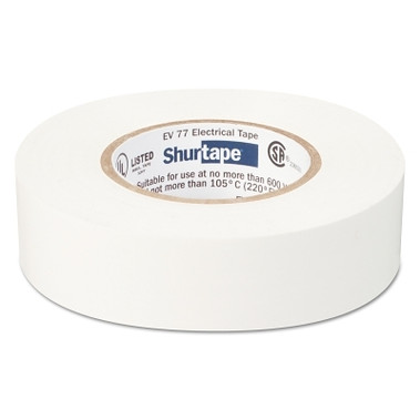 Shurtape EV 77 Professional Grade Electrical Tapes, 66 ft x 3/4 in, White, 100/case (100 RL / CA)