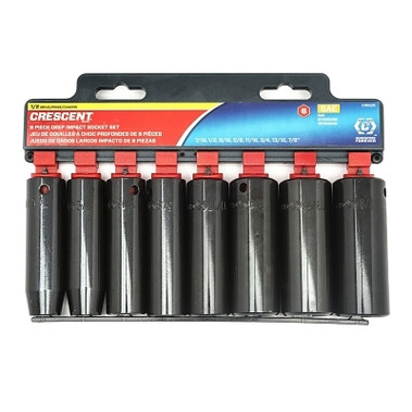 Crescent 8 Pc. 6 Point Deep Impact SAE Socket Sets, 1/2 in Dr, 1/2 in - 7/8 in Opening (1 ST / ST)