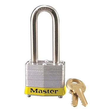 Master Lock Laminated Steel Safety Padlocks, 9/32 in D, 2 in L x 5/8 in W, Yellow (6 EA / BX)