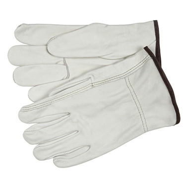 MCR Safety Industry Grade Unlined Grain Cow Leather Driver Gloves, Medium, Beige (12 PR / DZ)