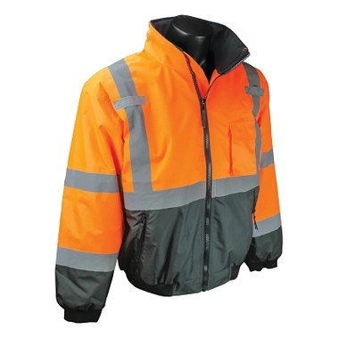 Radians SJ110B Two-in-One High Visibility Bomber Safety Jacket, 3XL, Polyester, Orange (1 EA / EA)