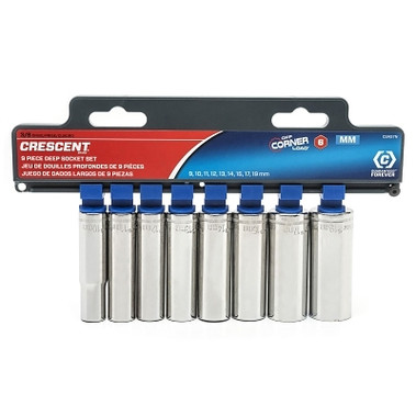 Crescent 9 Piece 3/8 in Drive 6 Point Deep Socket Sets, 9 mm - 19mm, Metric (1 ST / ST)