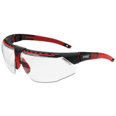 Honeywell Uvex Avatar Eyewear, Clear Lens, Hard Coat, Red Frame (10 EA / BX)