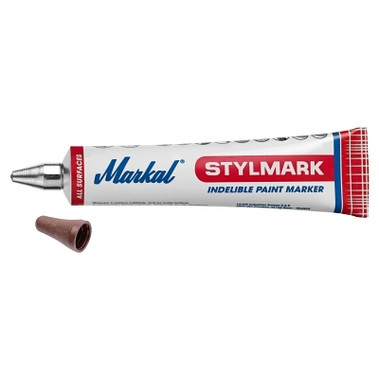 Markal Stylmark Tube Markers, 3/16 in Tip, Metal Ball Tip, Brown (48 EA / CA)