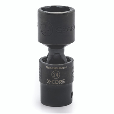 GEARWRENCH 6 Point Standard X-Core Pinless Universal Impact Metric Socket, 1/2 in Drive, 24 mm Opening (1 EA / EA)