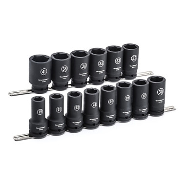 GEARWRENCH 14 Pc. 6 Point Deep Impact Metric Socket Sets, 3/4 in Dr (1 ST / ST)