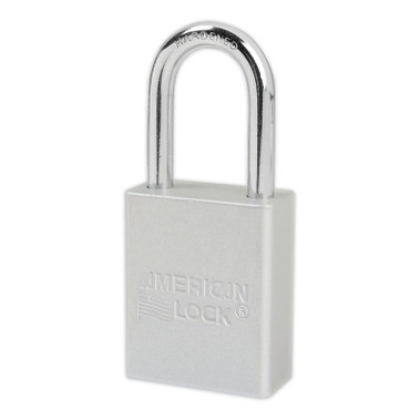 American Lock Solid Aluminum Padlock, 1/4 in dia, 1-1/2 in L x 3/4 in W, Silver (1 EA / EA)