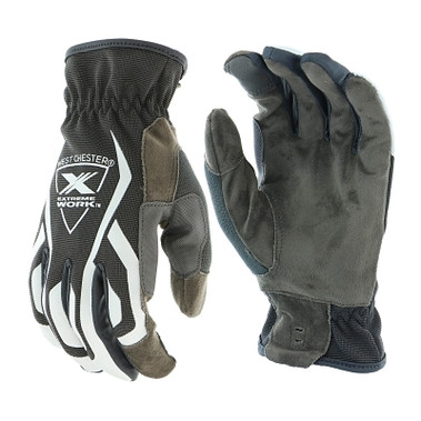 West Chester Extreme Work MultiPurpX Glove, Synthetic Leather, 2XL, Elastic Wrist, Black/Gray (1 PR / PR)