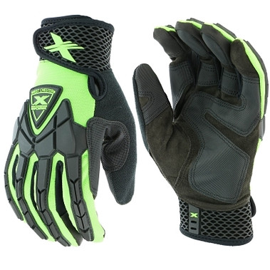 West Chester Extreme Work Strike ProteX with XLock Cuff, 2X-Large, Black/Lime Green (1 PR / PR)